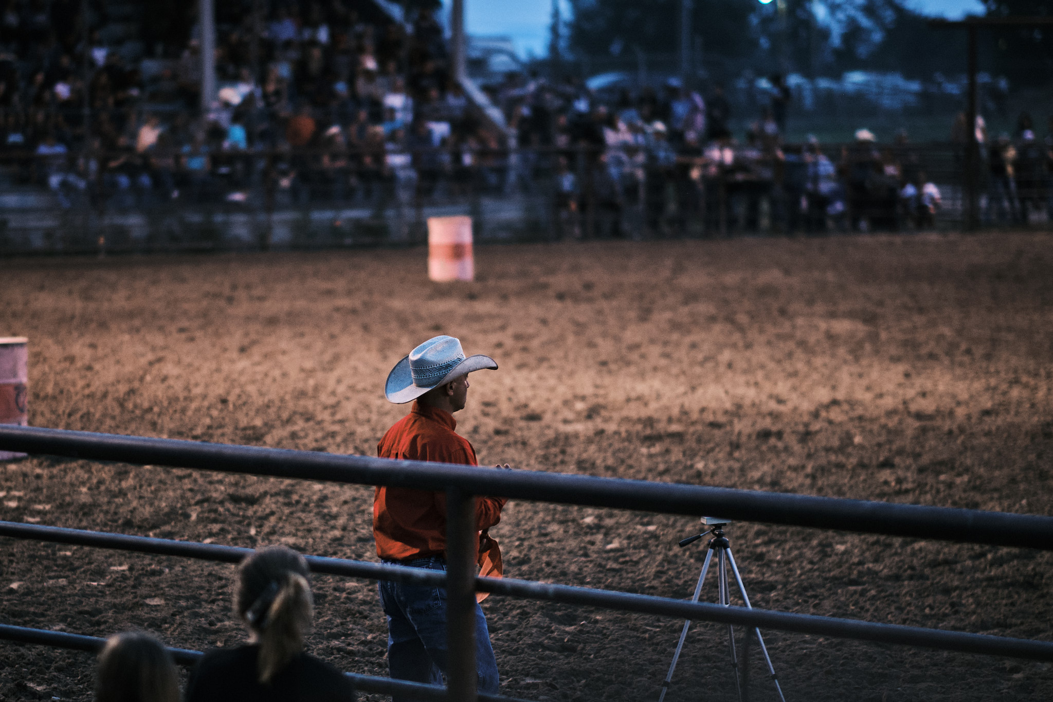 A cowboy looking to the right