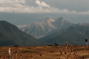 The Mission mountains a few hours before sunset, the sky showing signs of a storm that rolled through an hour beforehand.