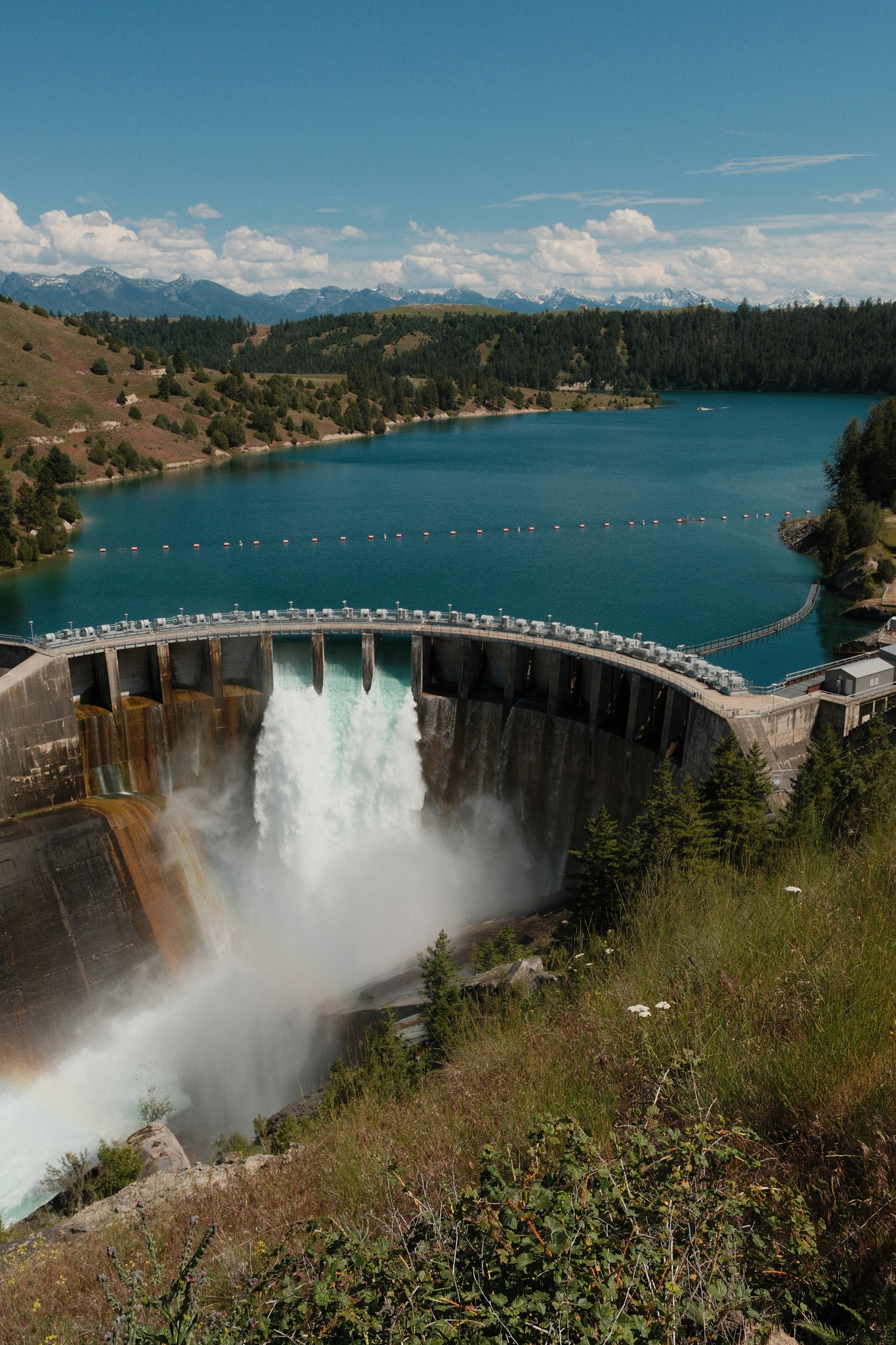 Kerr dam with the mountains in the distance